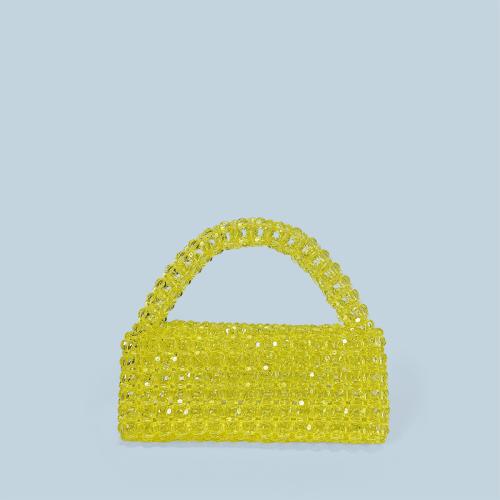 New Street Fashion Handmade Beaded Woven Acrylic Yellow Beaded Handbag