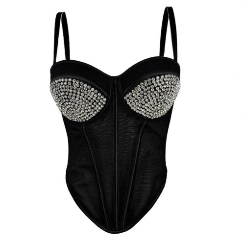 Sexy Rhinestone Camisole Women's Inner Hot Girl Fish Bone Top