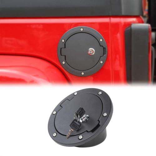 Black Locking Fuel Cap Cover and Filler Door Handle for Jeep Wrangler JL (2018-2023)