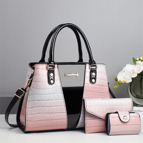 New Crocodile Pattern Stitching Color-Changing Bag Three-Piece Bag Set