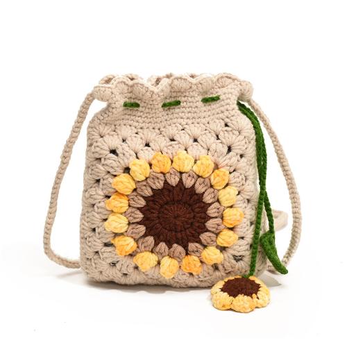 Wool Woven Sunflower Mobile Phone Bag Pastoral Flower Bag Finished Hand-knitted Bag