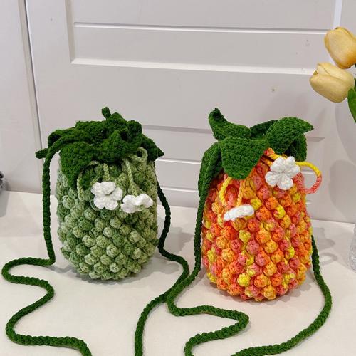 Creative Gradient Pineapple Bucket Bag Finished Handmade Wool Crocheted Women's Bag