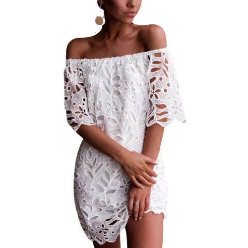 Spring and Summer New Solid Color Lace Mid-sleeve Dress Tube Top Dres