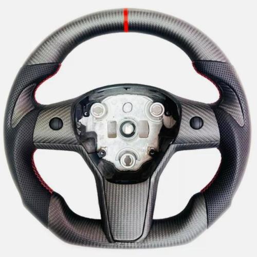 Custom Real Carbon Fiber Matte Steering Wheel for Tesla Model 3 Y 2017-2023