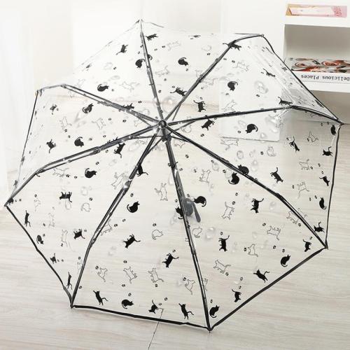 Lazy Cat Transparent Umbrella Automatic Cute Durable Folding Umbrella