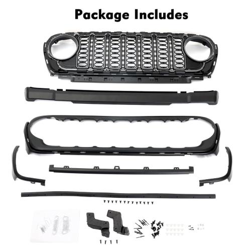 Front Grille Black Mesh Grille Fit for 2018-2024 Jeep Wrangler JL /Gladiator JT