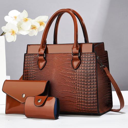 PU Leather Bag Suit attached with hanging strap & three piece Solid Set