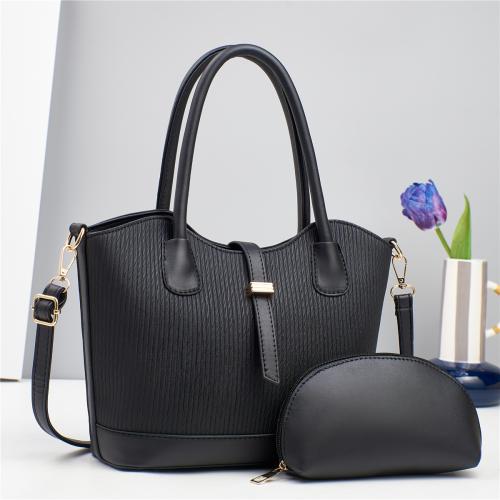 PU Leather Easy Matching Bag Suit large capacity & two piece striped Set