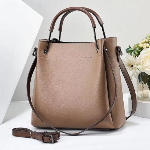 PU Leather easy cleaning Handbag large capacity & attached with hanging strap Solid PC