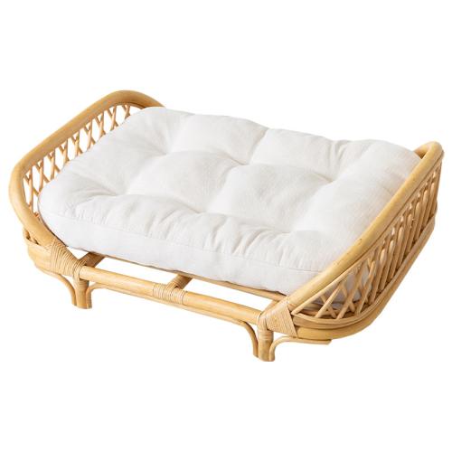 Natural rattan dog bed household pet bed handmade rattan cat bed