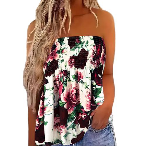 Polyester Tube Top Afgedrukt Bloemen gemengde kleuren stuk