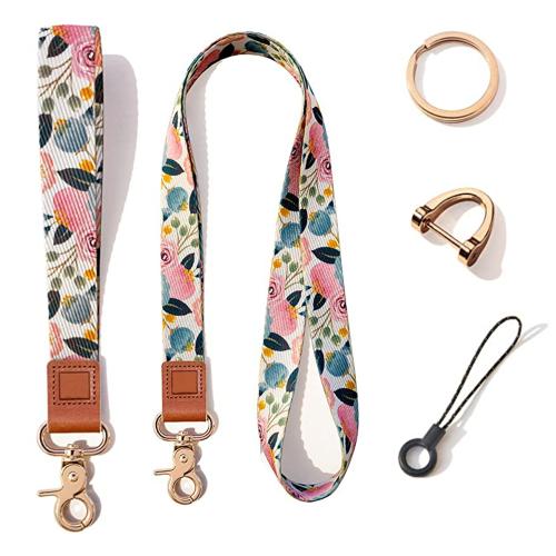 Hot Sale New Polyester Thickened Geometric Floral Printed Mobile Phone Lanyard