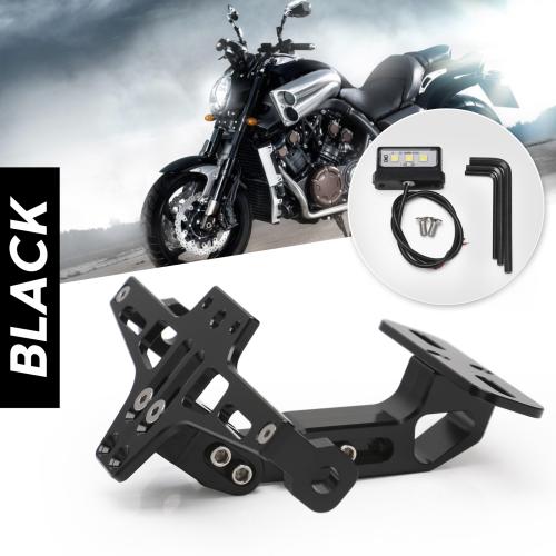 Motorcycle rear license plate frame with light adjustable license plate frame aluminum alloy bracket