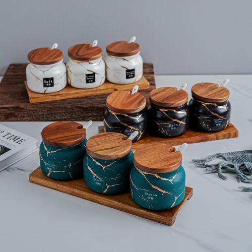 Porcelain & Wood Cruet Set tight seal PC