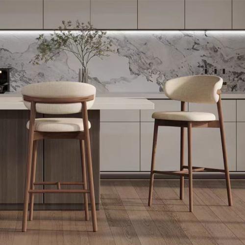 Solid Wood & Cotton Linen Bar Stool durable PC