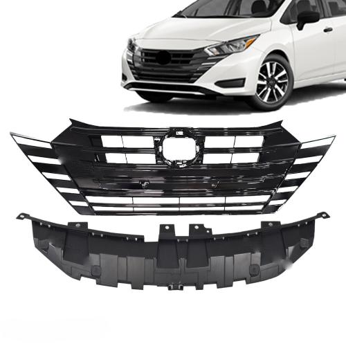 Front Upper Grille With Radiator Support Cover Panel For Nissan Versa 2023-2024