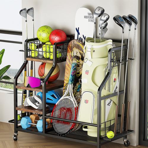 MDF Board & Carbon Steel Storage Rack with caster black PC