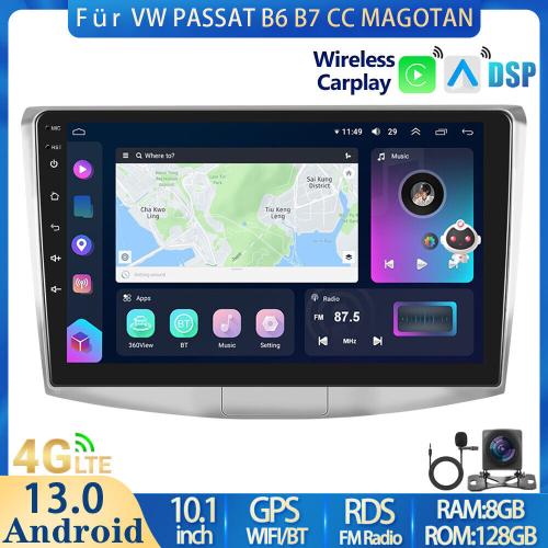 8 Core 4+64G GB Android 13 Carplay Car Stereo GPS 4G for VW Magotan Passat CC B6 B7