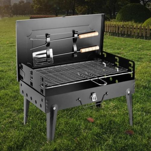 Cold-rolled Steel & Stainless Steel & Iron windproof & foldable & Multifunction Barbecue Grill portable black PC