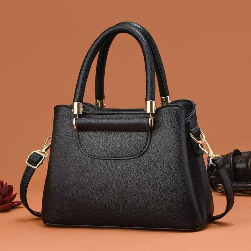 PU Leather hard-surface Handbag large capacity & attached with hanging strap PC