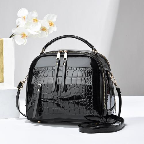 PU Leather hard-surface & Easy Matching Handbag attached with hanging strap crocodile grain PC