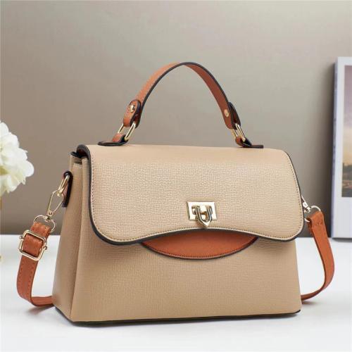 PU Leather hard-surface & Concise Handbag attached with hanging strap Solid PC