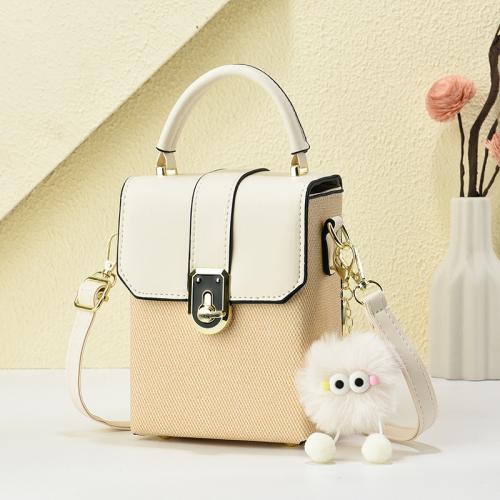 PU Leather Box Bag Handbag with hanging ornament & attached with hanging strap Solid PC