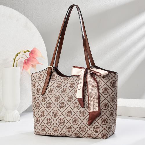 PU Leather with silk scarf & Easy Matching Shoulder Bag large capacity PC