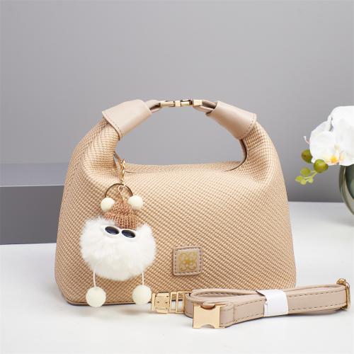 PU Leather Handbag with hanging ornament & attached with hanging strap Solid PC