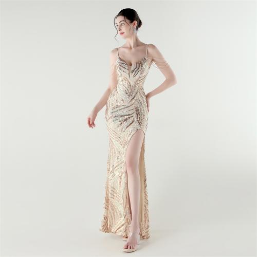 Polyester Slim Long Evening Dress side slit PC