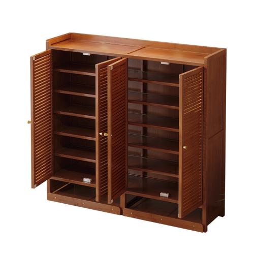 Fibra de madera de densidad media & Moso Bamboo Bastidor de zapatos de almacenamiento, Sólido, Marron oscuro,  trozo