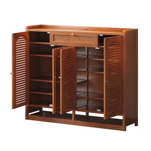 Fibra de madera de densidad media & Moso Bamboo Bastidor de zapatos de almacenamiento, Sólido, Marron oscuro,  trozo