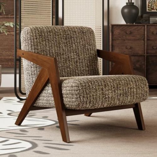 Solid Wood & Cotton Linen Casual House Chair Sponge PC