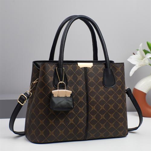 PU Leather hard-surface Handbag with hanging ornament & large capacity Argyle PC