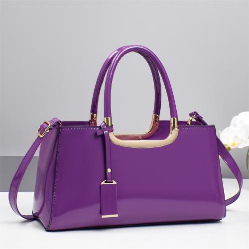 PU Leather Concise Handbag lacquer finish & attached with hanging strap Solid PC