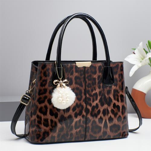 PU Leather hard-surface & Easy Matching Handbag with hanging ornament & attached with hanging strap leopard PC