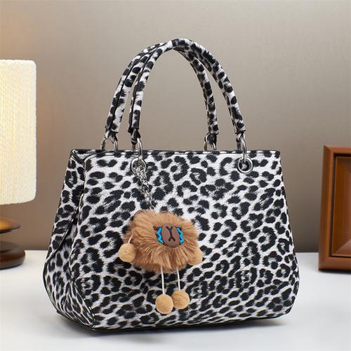 PU Leather Easy Matching Handbag with hanging ornament & attached with hanging strap leopard PC
