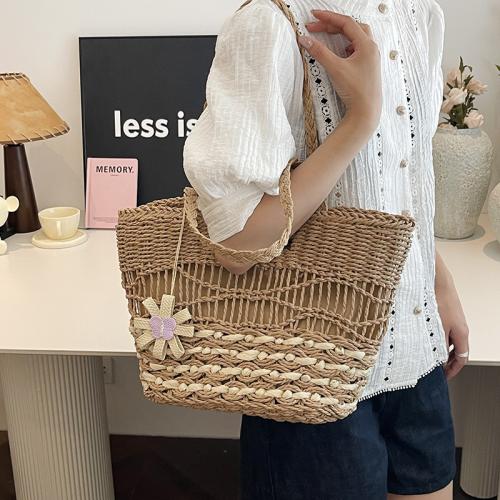 Straw Easy Matching Shoulder Bag large capacity PU Leather PC