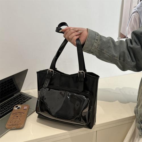 PU Leather Easy Matching Shoulder Bag large capacity black PC