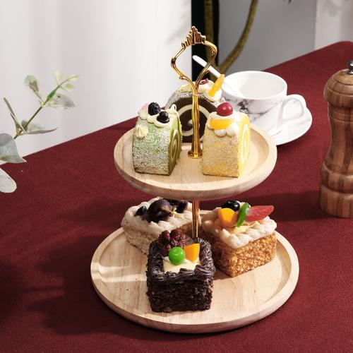 Metal & Solid Wood Multilayer Snack Tray PC