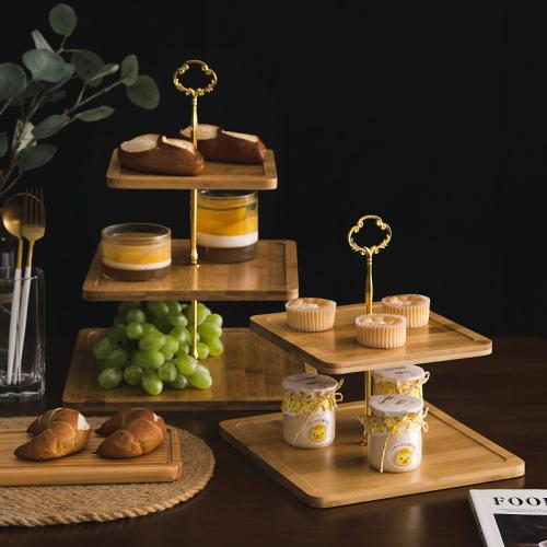 Metal & Bamboo Snack Tray PC