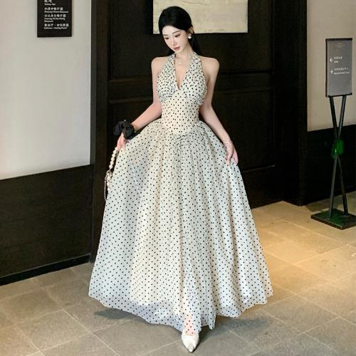 Polyester Slim Slip Dress backless white PC