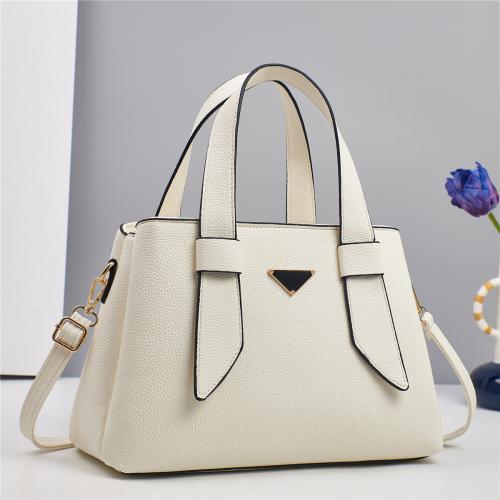 PU Leather Handbag durable & large capacity & attached with hanging strap Solid PC