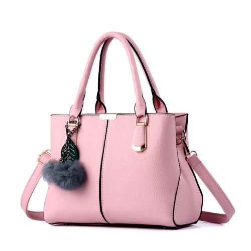 PU Leather Handbag with hanging ornament & attached with hanging strap Solid PC