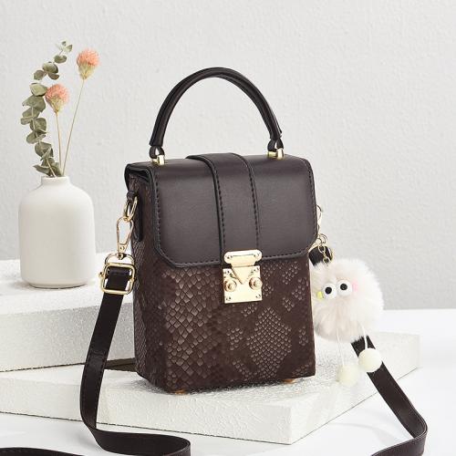 PU Leather Box Bag & Easy Matching Handbag with hanging ornament snakeskin pattern PC