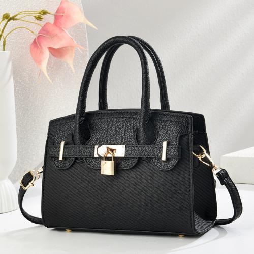 PU Leather Easy Matching Handbag durable & large capacity & attached with hanging strap Lichee Grain PC
