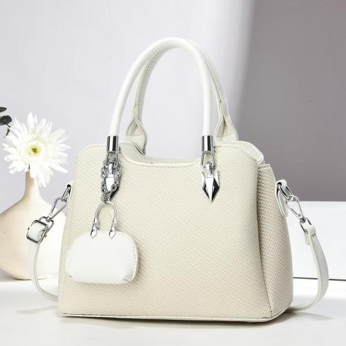 PU Leather Concise Handbag with hanging ornament & attached with hanging strap Solid PC