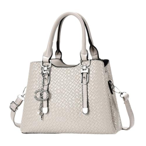 PU Leather Handbag with hanging ornament & large capacity & attached with hanging strap PC