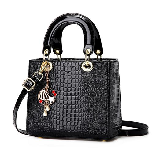 PU Leather Easy Matching Handbag with hanging ornament & attached with hanging strap Solid PC