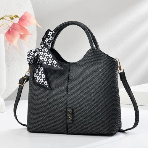 PU Leather with silk scarf & hard-surface Handbag attached with hanging strap PC